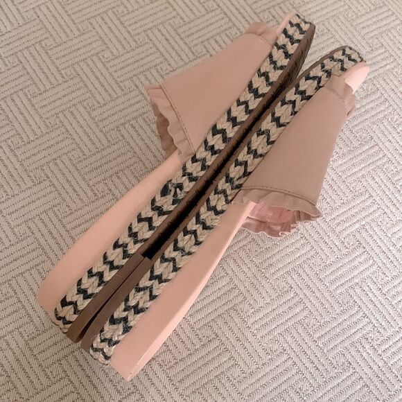 KATE Spade Slides Zahara Ruffle Trim Slides Flat Pink Shoes Espadrille Women 8 - Picture 4 of 10